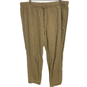 Ellen Tracy Khaki Linen Blend Summer Beach Casual Pull-on Pants Women Size L